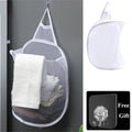 Large Hanging Laundry Basket Storage Bag Foldable Organizer For Dirty Clothes Meshcloth Multi-pocket Clothing Toy Storage Home