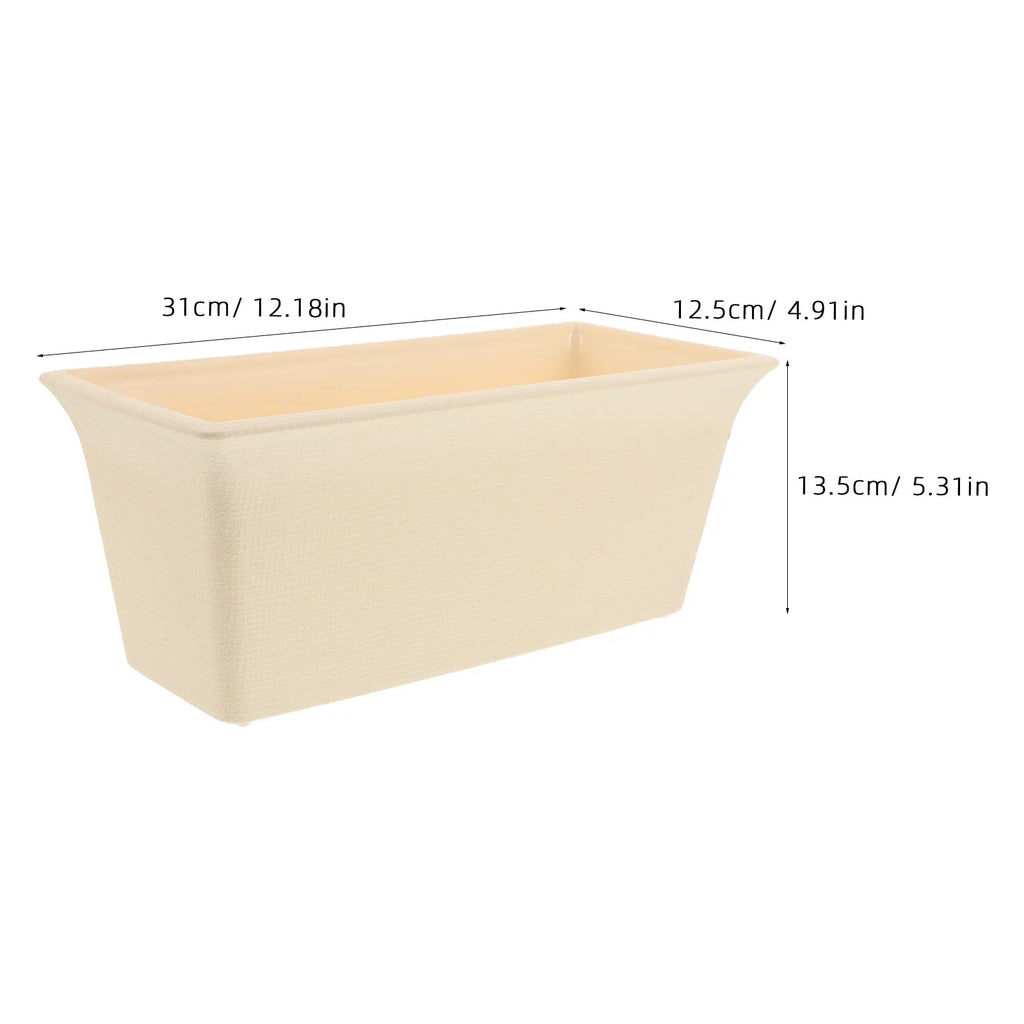 Long Planter Box: Plastic Rectangular Flower Pot For Balcony Window Garden Indoor Outdoor Herb Planting Patio Decor
