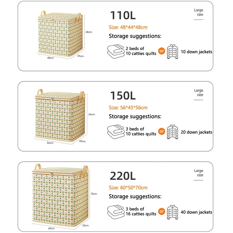 Large Capacity Clothes Storage Bags Closet Organizers Storage Bins Foldable Storage Toy Containers Box Dust-Proof Moving Bag