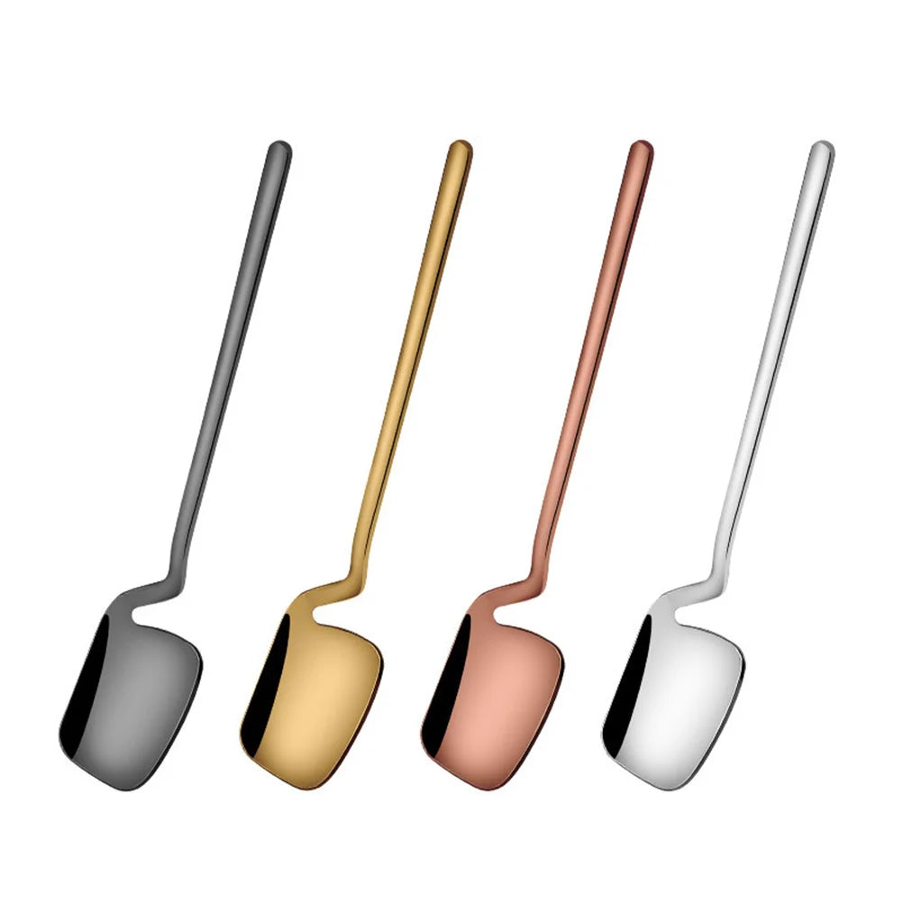 8pcs Stainless Steel Coffee Spoon Fork Set Rose Gold Portable Flatware Lightweight Mirror Polish Dinner Service
