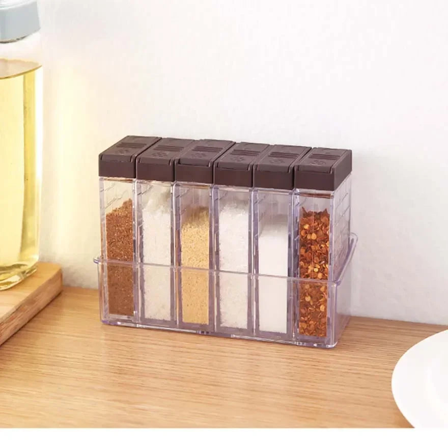 Transparent Spice Jar Set Salt and Pepper Seasoning Bottle Colorful Lid Kitchen Condiment Cruet Storage Container  Spice Rack