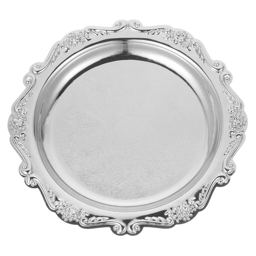 Iron Snack Tray Retro Luxury Dessert Plate Sturdy Serveware Bread Fruit Platter Coffee Trinket Dish Jewelry Display