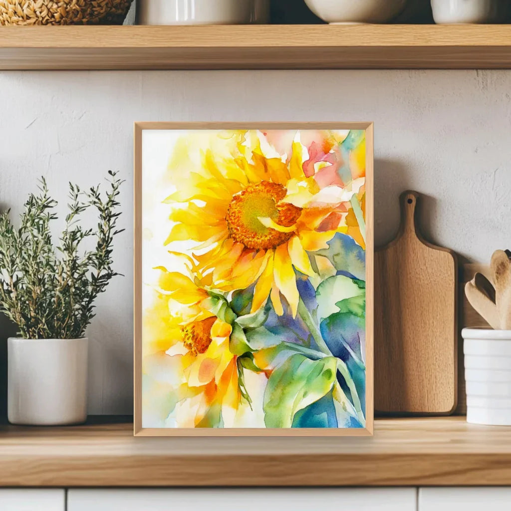 Sunflower Painting, Sunflower Canvas Print, Canvas Wall Art, Floral Art, Colorful and Vibrant Print for Home, Contemporary Impre