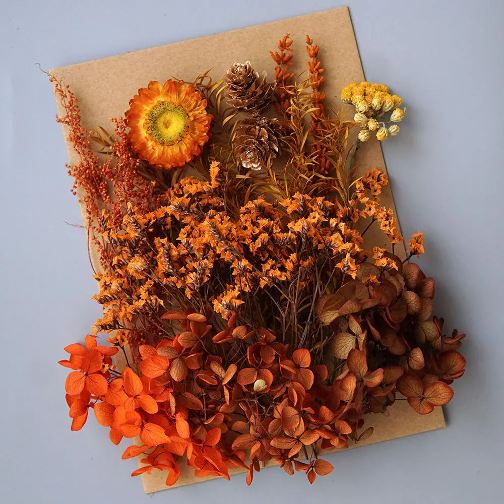 1 Pack Artificial Plants Dried Real Flowers Preserved Materials Epoxy Resin Candles DIY Floral Materials Hydrangea Set Flowers