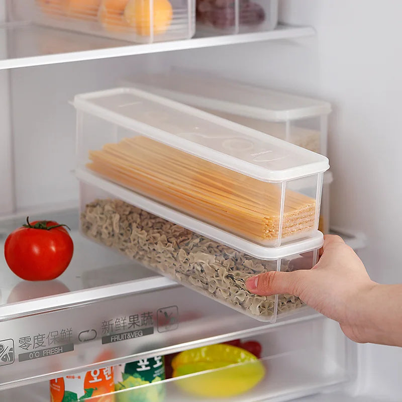 Airtight pasta container with lid, spaghetti storage box, kitchen food storage box for removing rectangular cereal jars