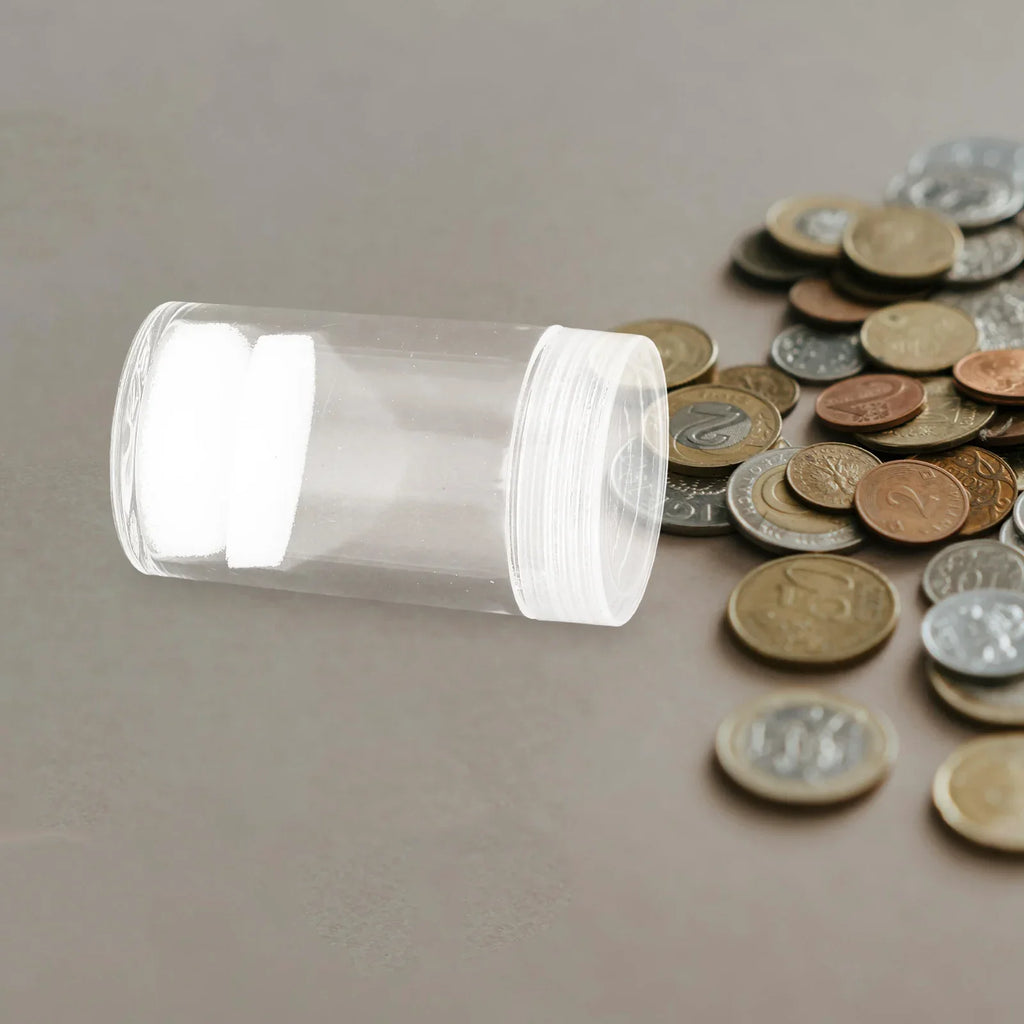 10pcs Coin Storage Bucket Clear Packing Tube Airtight Protection Organizer Collectors Coins Boxes Plastic Round Holders
