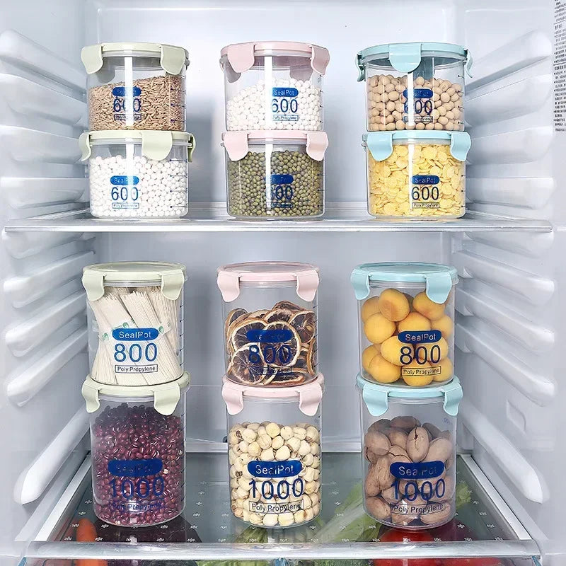 Airtight Food Storage Containers Set Plastic Pantry Organizers With Lids For Kitchen Flour Sugar Cereal Space Saving Canisters