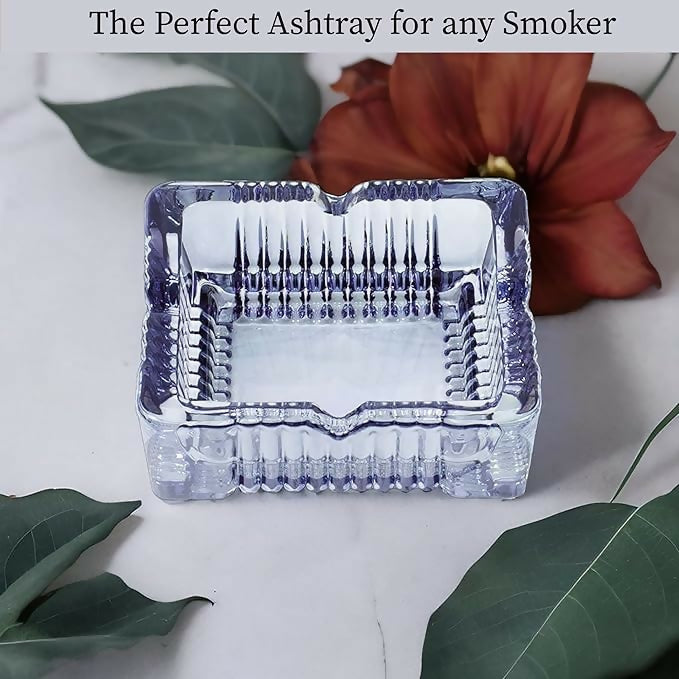 Crystal Glass Ashtray Square Design Heat Resistant Smoking Tray