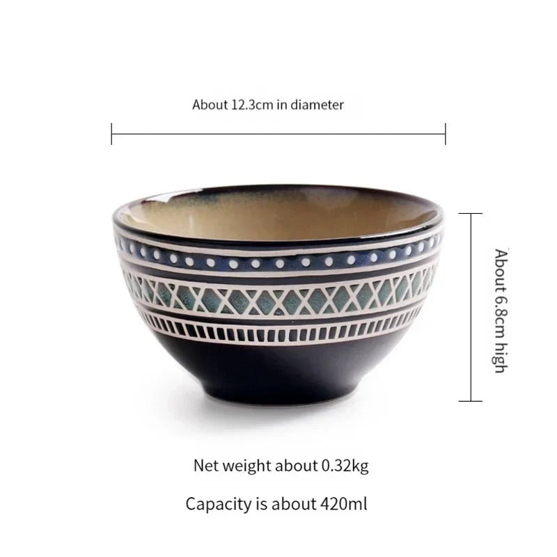 Moroccan Ceramic Tableware Set Bohemian plate set dinnerware Porcelain Round Bowl Oval Plate and mug