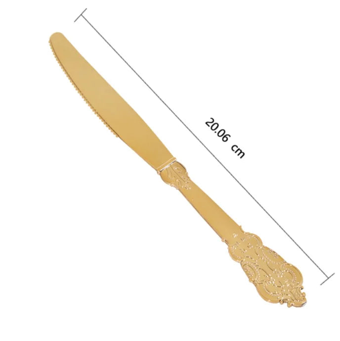 Gold Plastic Silverware Heavy Duty Elegant Disposable Utensils Gold Plastic Cutlery Set Forks Spoons for Dinner Parties Weddings