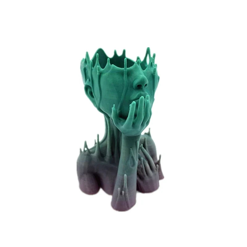 MELTED GIRL Planter Succulent Plant Flower Pot Resin Container With Drain Holes Flowerpot Figure Garden Decor Tabletop Ornament
