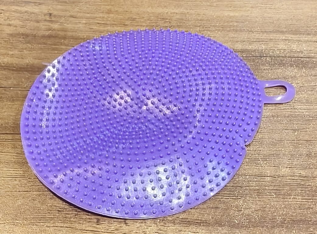 Purple Silicone Dish Scrubber Sponge Mildew Free Non Stick Heat Resistant
