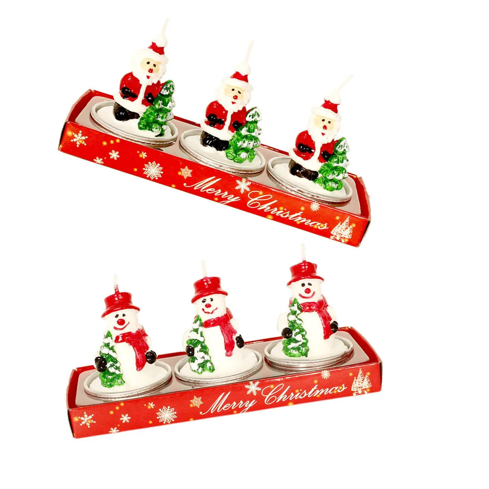 3Pcs Christmas Embellishment Long Lasting Paraffin Candles for Home Coffee Shop Bar Decor Christmas
