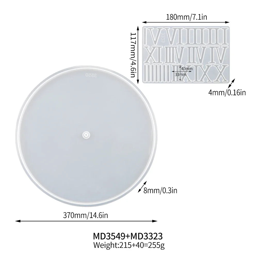 DM283 Round Roman Numerals Epoxy Resin Clock Silicone Mold DIY Wall Hanging Ornaments Moldes Para Resina Epoxi Manualidades