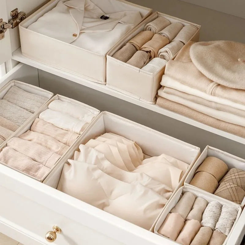 Drawer Organizers Foldable Clothes Dresser Organizer Bins Fabric Closet and Storage Drawer Dividers for Clothing Socks Belts