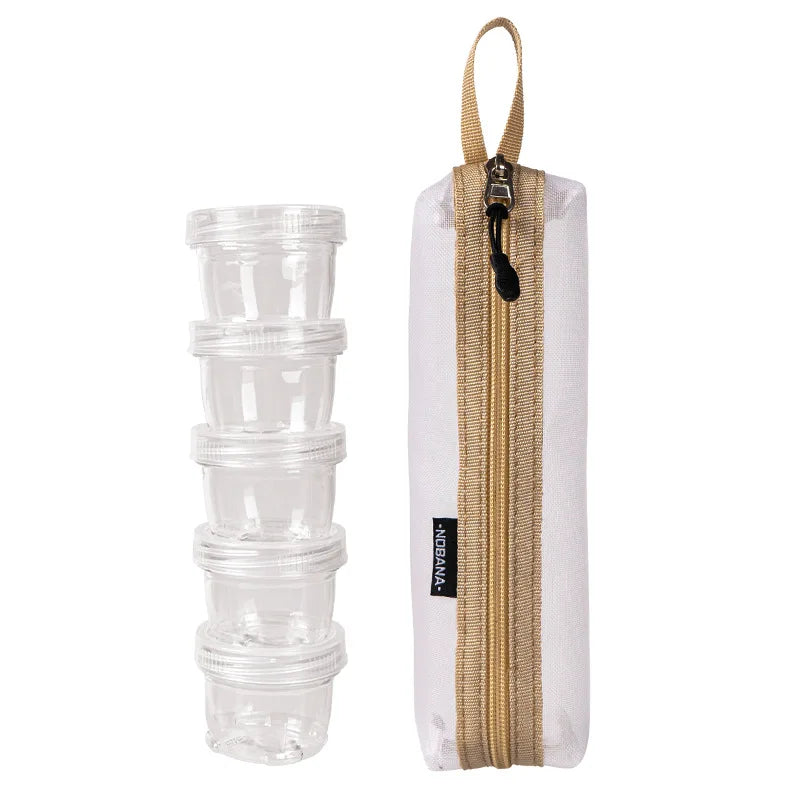 NOBANA Portable Travel Camping Spice Kit Container Bag with 5 Clear Seasoning Bottles Travel Spice Holder Condiment ContainerSet