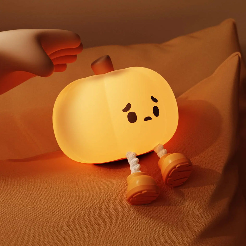 Pumpkin Night Light Rechargeable Touch Control Bedside Lamp,Bedroom Children's Room Christmas Gift with Dimmable RGB Lighting