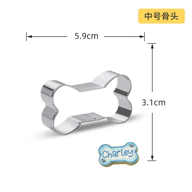 DIY Fondant Biscuit Cookie Cutter Embosser Mold Dog Bone For Cake Chocolate Decorating Tools Pastry And Bakery Baking Kitchen