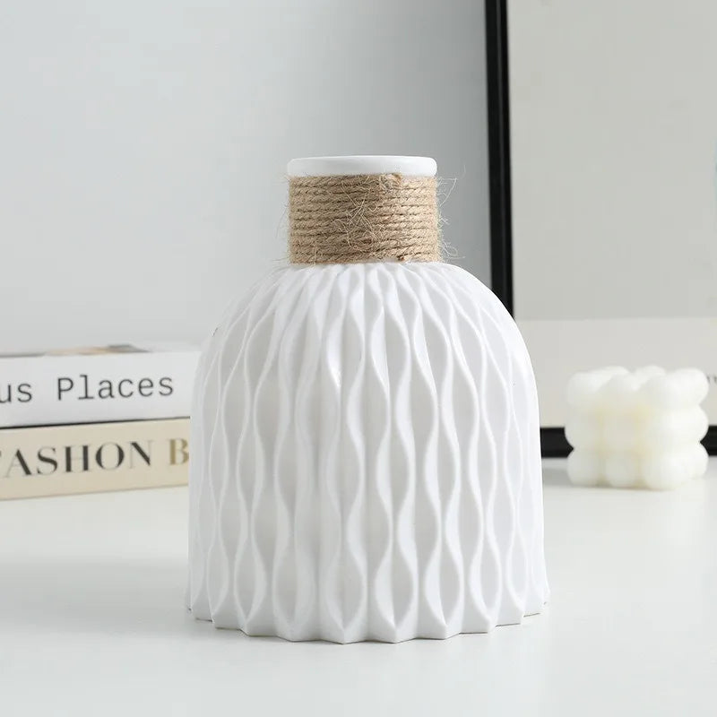 1/2Pcs Water Ripple Vase Rope Plastic Flower Pot Arrangement Modern Nordic Style Home Living Room Desktop Decoration Ornament