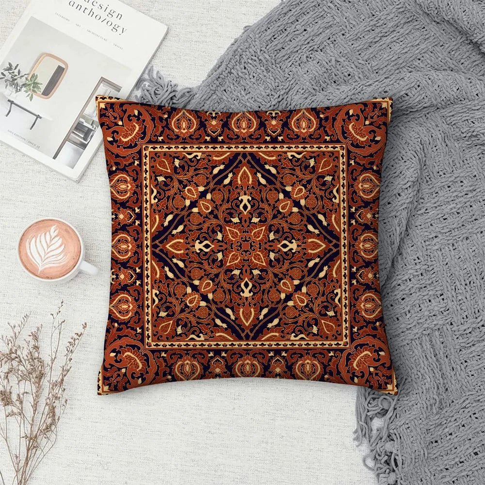 Persian Carpet Pattern Pillow Case Sofa Decorative Home Double-sided Printing Short Plush Cushion Cover Throw Pillow Cover Gifts