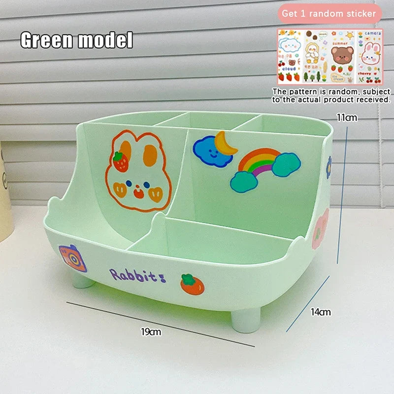 Kawaii Large-Capacity Desktop Pen Holder Cute Cartoon Stationery Storage Box Creative Pencil Organizer for Girls Desk