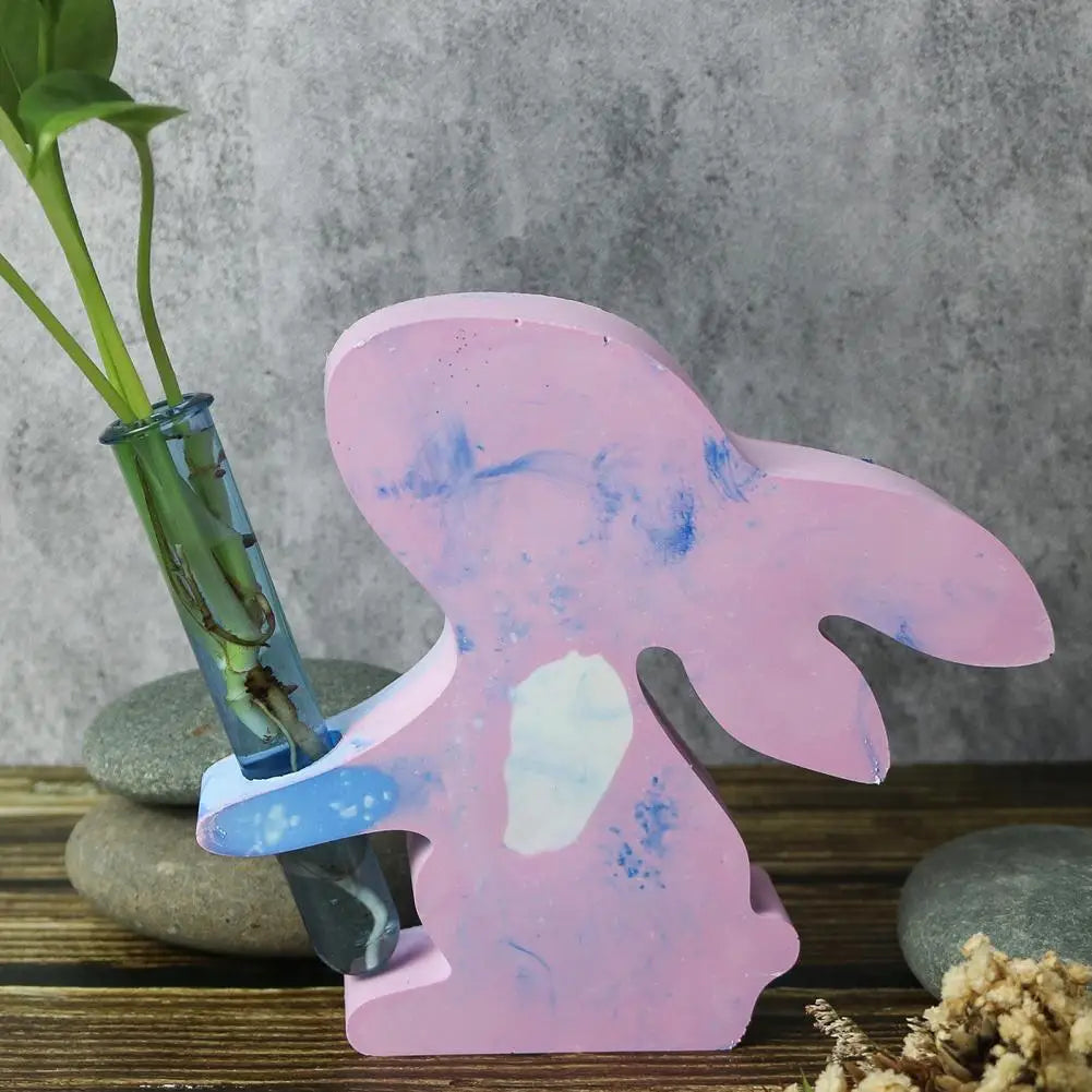 1 Pc Bunny Flower Vase Mold Easter DIY Resin Casting Kit with 3 Hydroponic Plants Test Tube Rabbit Propagation Station