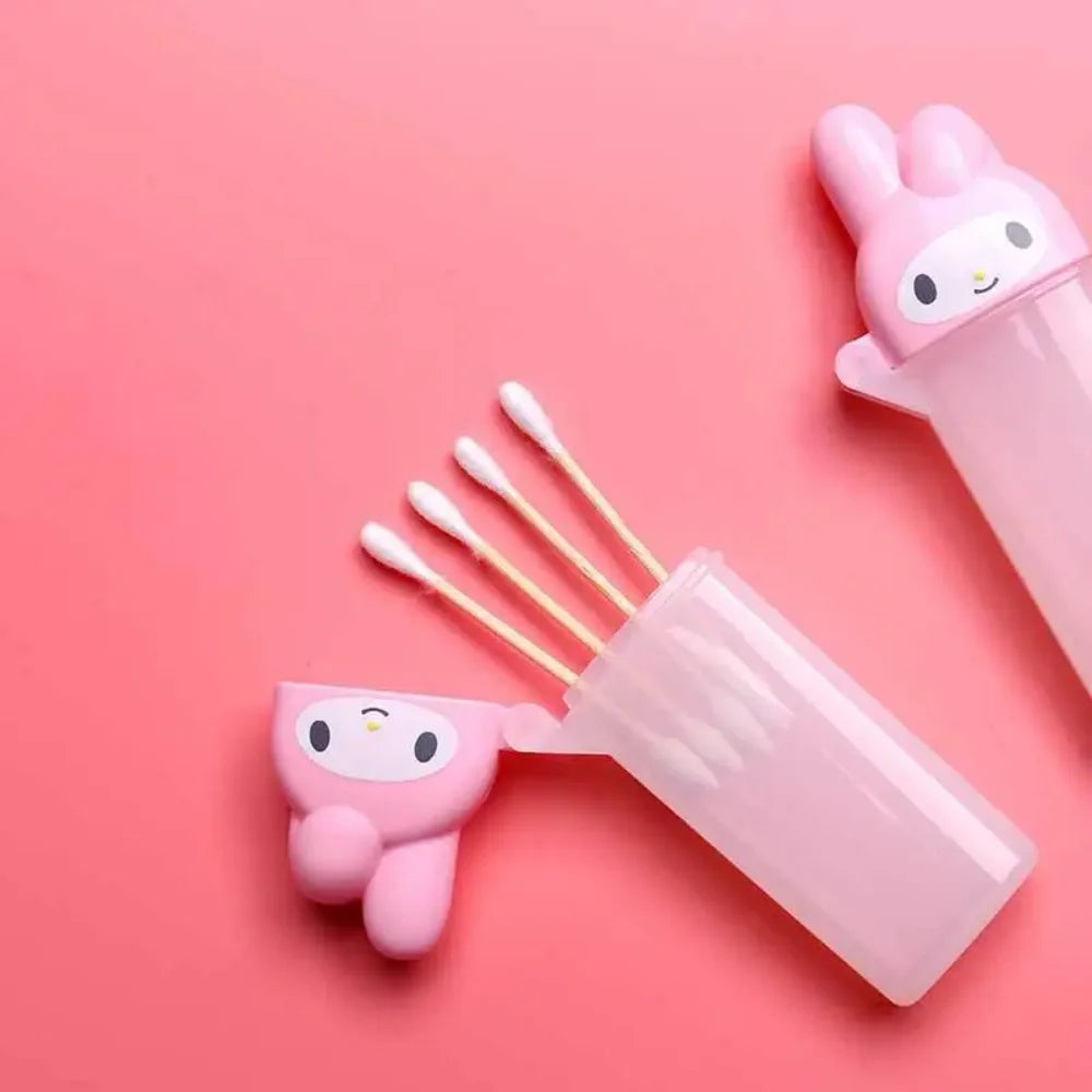 Kawaii Hello Kitty Sanrio Storage Box Anime My Melody Toothpick Cosmetic Swab Storage Box Portable Travel Mini Container Gifts
