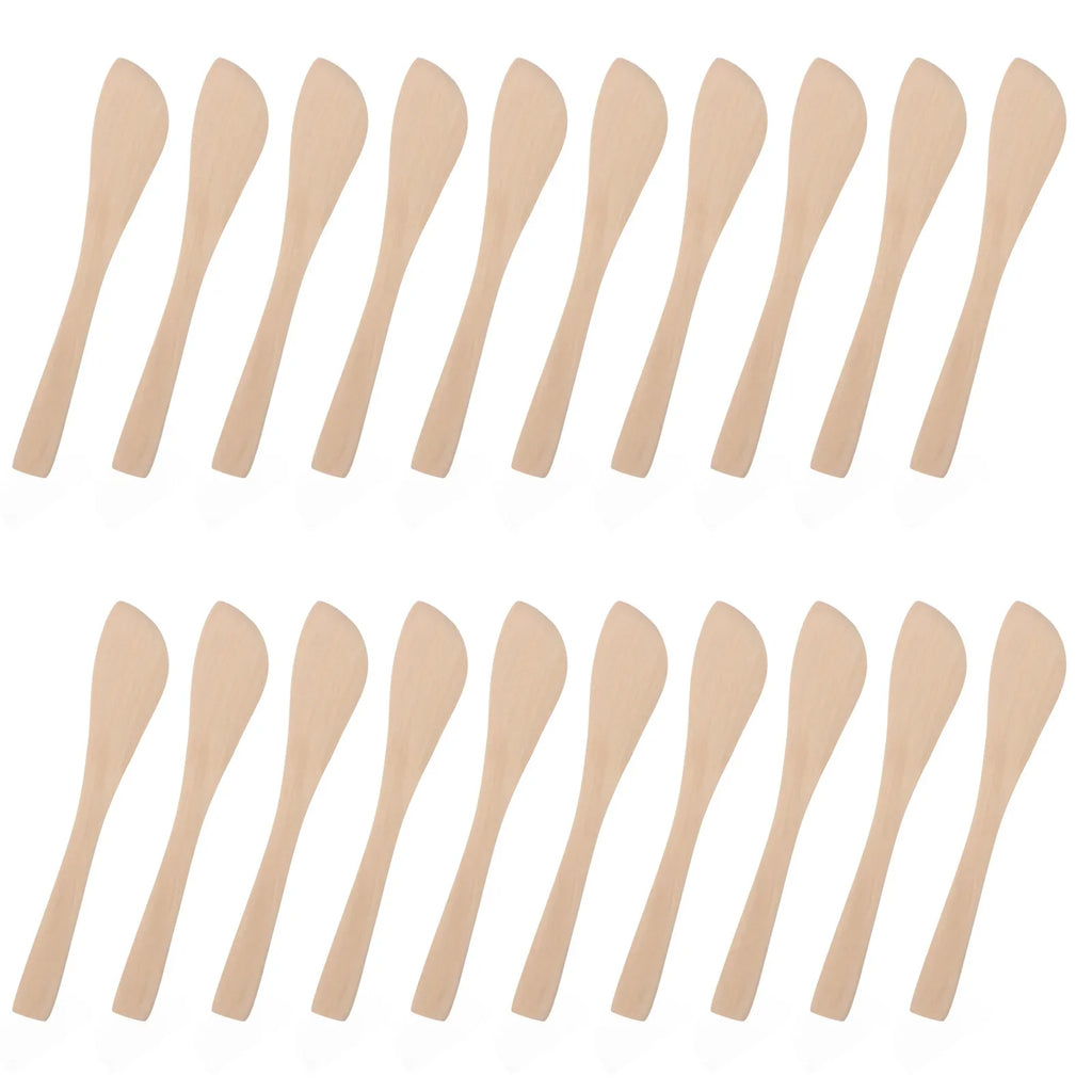 20Pcs Wooden Dumpling Filling Spoons Natural Eco-Friendly Kitchen Tools Dough Cutter Butter Jam Spreader Mask Applicator