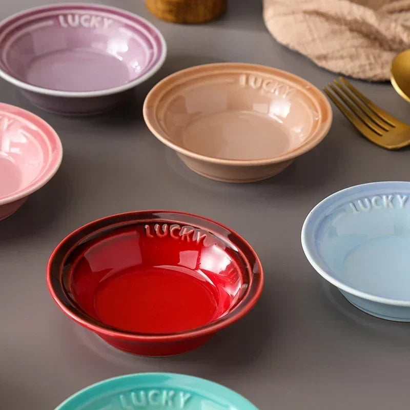 Ceramic Soy Sauce Dish Small Round Condiment Bowls for Sushi Appetizers Dipping Mini Appetizer Plates for Home Dining