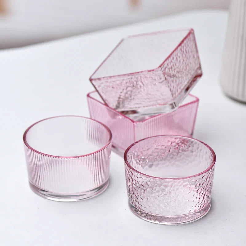 Glass Ice Cream Dessert Bowl Japanese Style Hammer Patterned Household Candy Snack Bowls High Quality Living Room Tableware