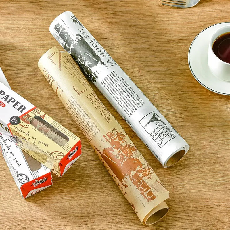 Oil-absorbing Paper Roll for Baking Or Meal Mat With Slide Cutter Easy to Cut &Nonstick 8M Cooking Paper for Bread Kitchen Tool