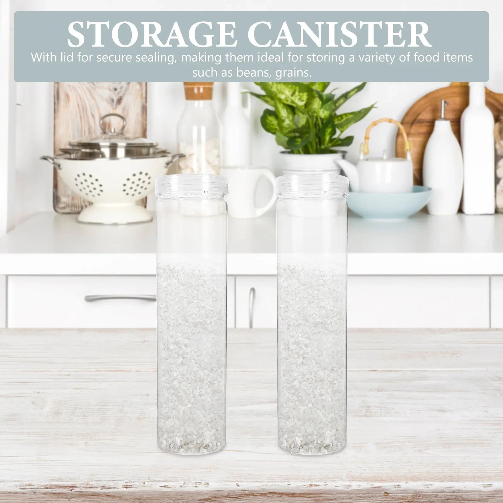 3Pcs Reusable Plastic Storage Jars with Lid Airtight Food Containers Pantry Organizer Empty Plastic Jars