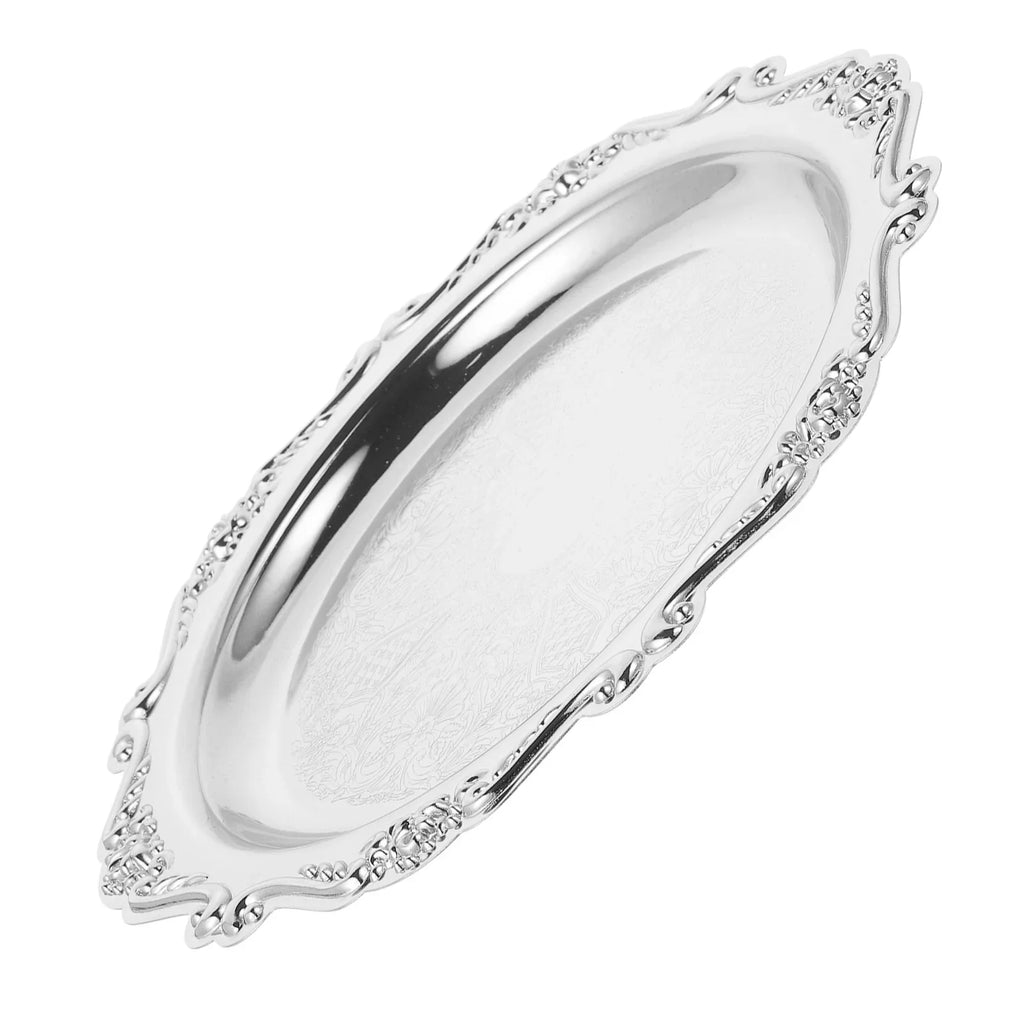 Iron Snack Tray Retro Luxury Dessert Plate Sturdy Serveware Bread Fruit Platter Coffee Trinket Dish Jewelry Display