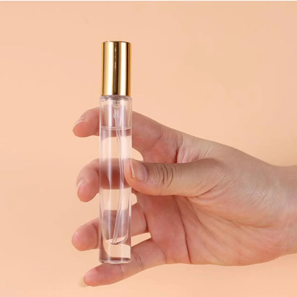 3X 10X 10ML Clear Round Thick Glass Perfume Oil Bottles Spray Atomizer Empty Sample Vial Refillable Sprayer Flacon High Grade