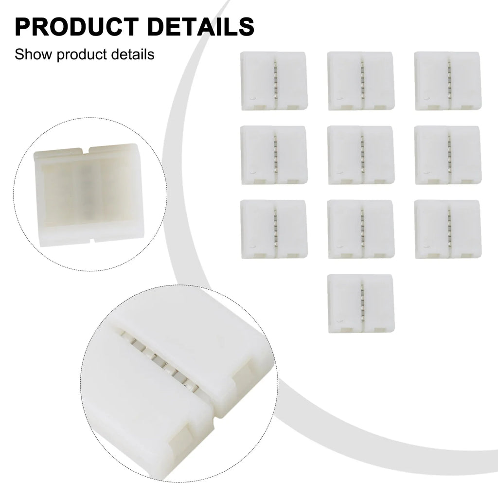 Connect Your RGB Strip Without Welding Using 10 PCS 4 Pin 10mm LED Strip Solderless Connector, Enjoy Seamless Connectivity