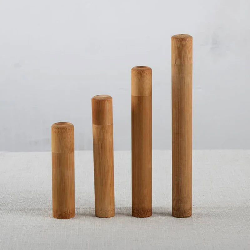 4 size bamboo tube tea box airtight small container spices storage jar with lid