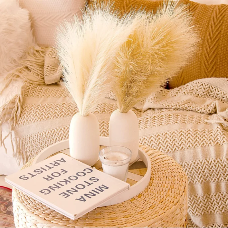 10Pcs Artificial Pampas Grass Bouquet for Home Bedroom Room Wedding Party Decoration Fake Plant Simulation Dried Flower Reed