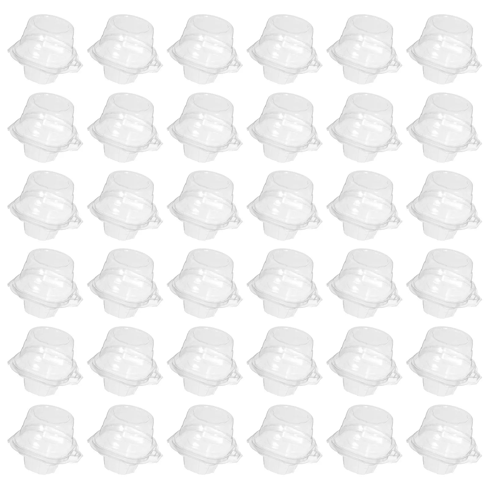 50Pcs Individual Cupcake Containers Clear Plastic Dome Lid Stackable Boxes Cake Carrier for Weddings Parties Events