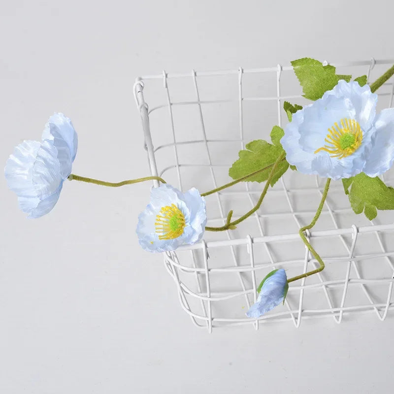 4 Head Artificial Flowers Poppy Silk Flowers  Party Wedding Bridal Bouquet Decoration Garden Decoration Outdoor