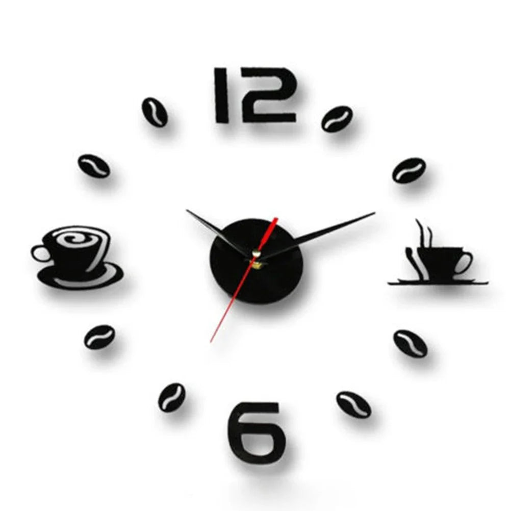 1Set Very Fashion And Modern Art Diy Wall Clock 3d Self Adhesive Sticker Design Home Office Room Decor No Battery