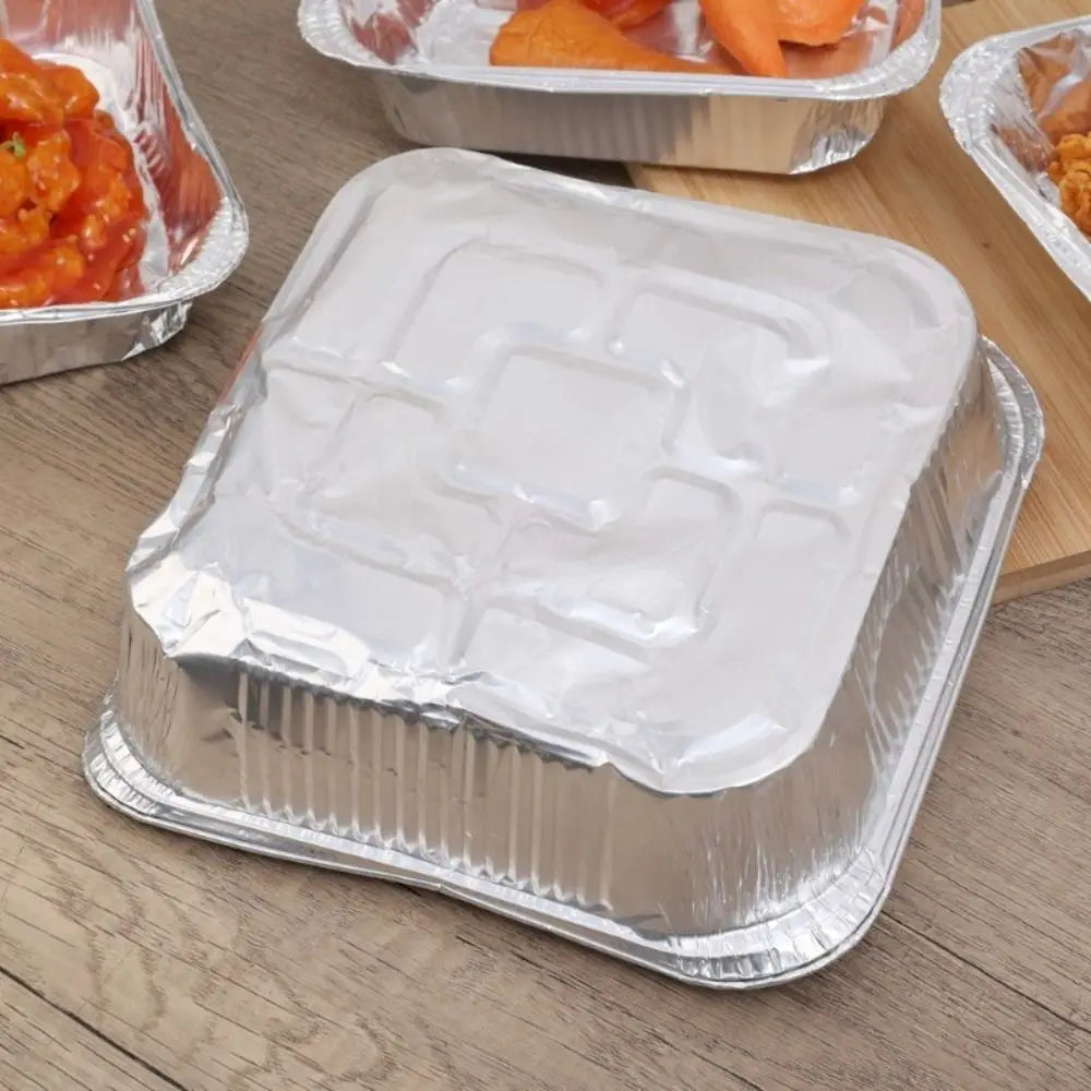 2025 10Pcs 6/7/8 Inch Food Tin Foil Tray Reusable Non-stick Aluminum Foil Box Oil-resistant Oven BBQ Baking Tools Air Fryer Tray