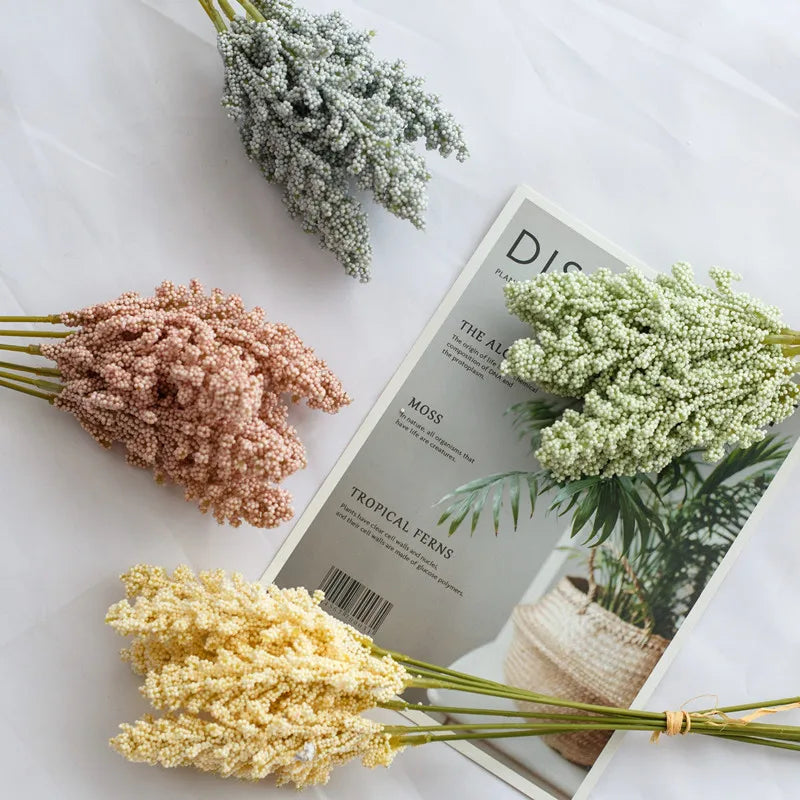 3 Bunches Of 30cm Grain Spike Flowers Fresh With Grass Artificial Flowers Pastoral Home Decoration Wedding Photography Fake Flow