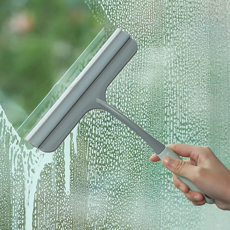 Window Glass Cleaning Tool with Handle Silicone Rubber Brush Bathroom Shower Squeegee Kitchen Car Mirror Wipers
