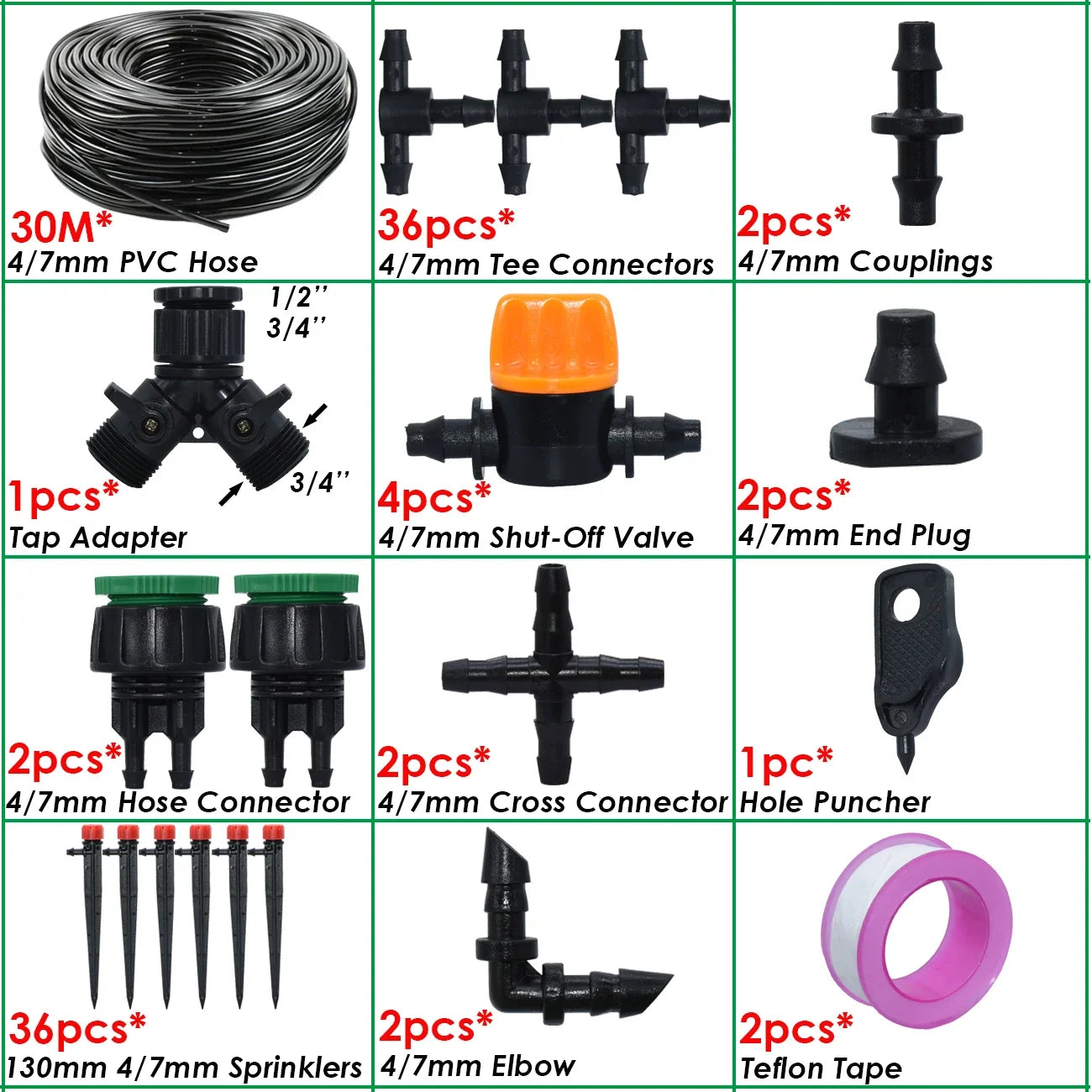 KESLA 1/4'' Hose Garden Micro Drip Irrigation Automatic Watering System Kit 13CM Sprinkler for Pot Flowers Vegetables Greenhouse