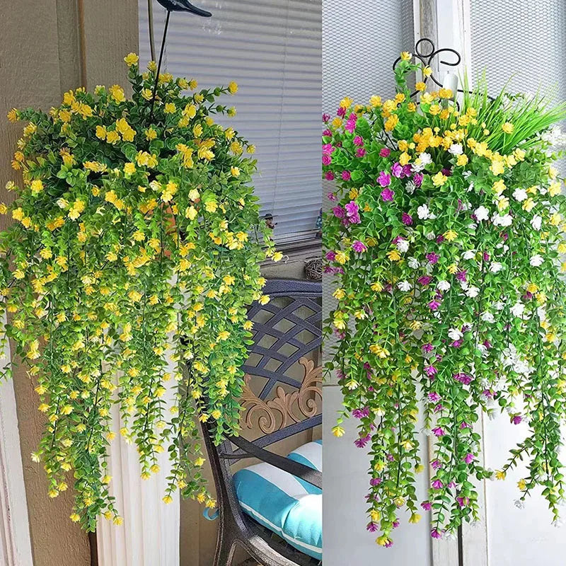 78CM Artificial Flower Eucalyptus Camellia Rattan Money Leaf Rose Wall Hanging Wedding Gardening Home Wedding Decoration