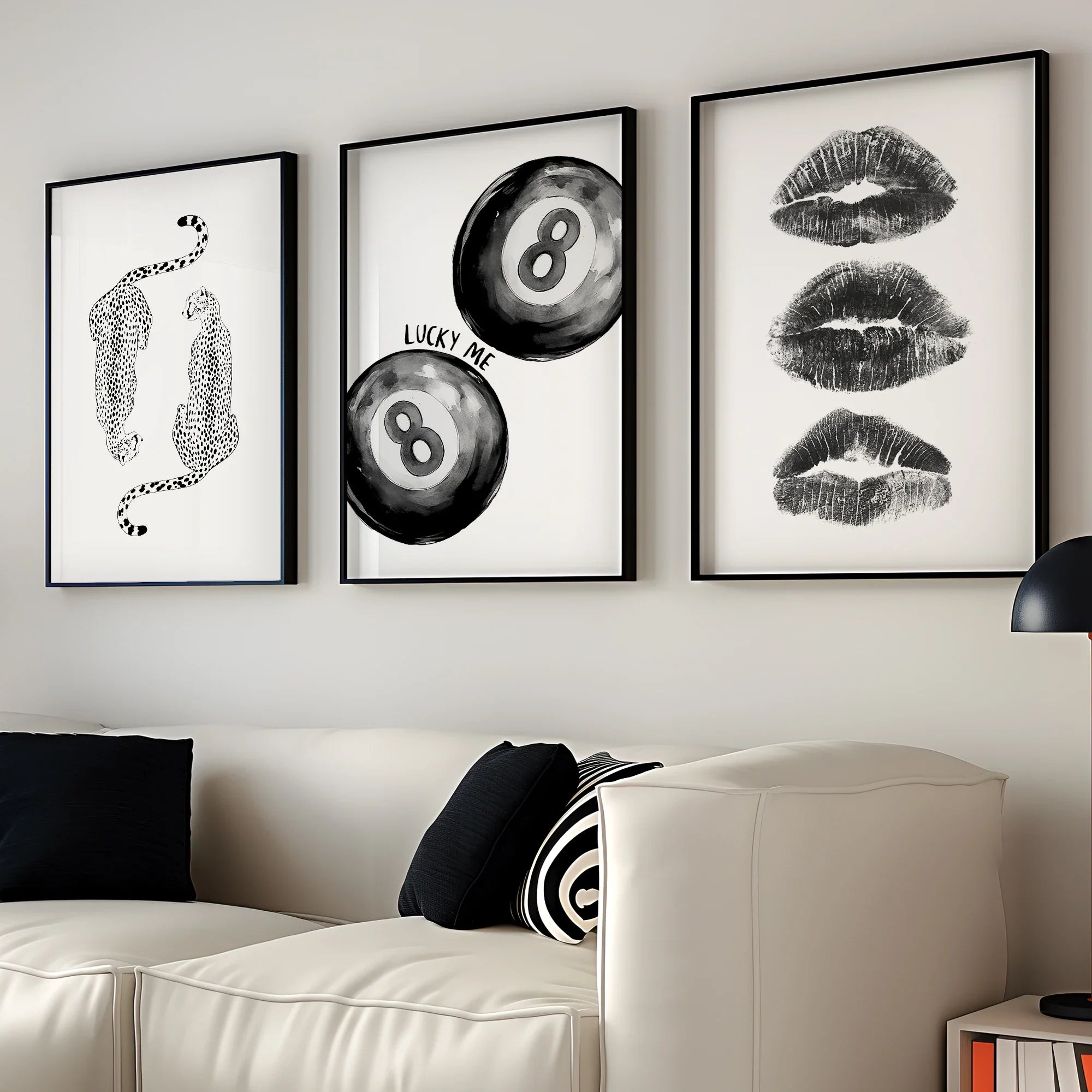 Billiards Black Eight Cheetah Lip Print Wall Art Prints Canvas Painting Poster Picture For Living Room Home Decor