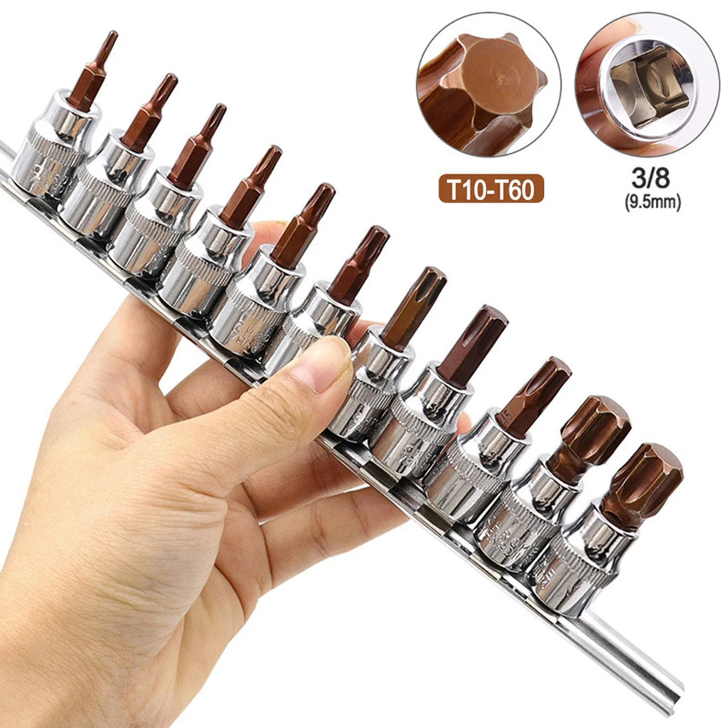 Torx Hex Screwdriver Bits Set 1/4 3/8 Inch Impact Drive Socket T10-T60 H2.5-H14
