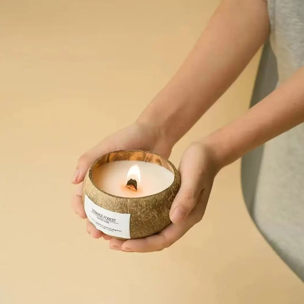 Natural Coconut Shell Scented Candle, Aromatherapy Plant Essential Oil Candle, Ins - Style Home Ambient Decor Ornament