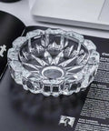 Crystal Glass Round Ashtray Heavy Duty Smoking Cigarette Holde