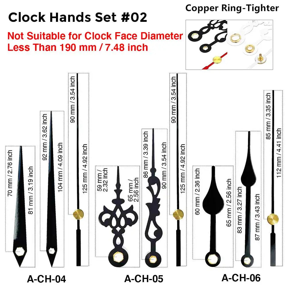 MCDFL Clock Mechanism Silent Quartz Movement Machine Wall Hands Pointer Set Clockwork Table Long Shaft DIY Watches Repair Parts